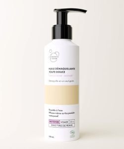 HUILE DEMAQUILLANTE TOUTE DOUCE 100ml
Parfum Rose-Muguet BIO, 150 ml